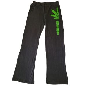 Spencer's "Best" Leaf Cotton Lounge Pants With Pockets Black/Green Size Large